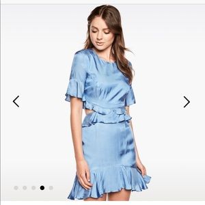 NWT Bardot Charlie frill dress size Blue ruffle 10